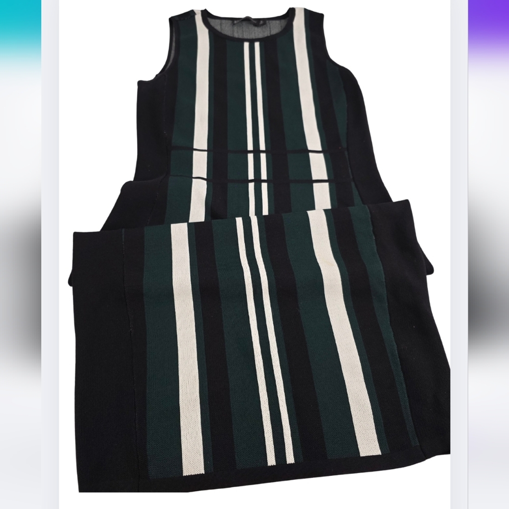 New York & Co Green Striped Colorblock Bodycon Office Size M Dress CL-1892